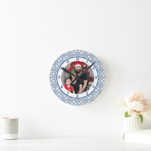 Kerst hulst en bloemblaadjes tegels lijst ronde klok (Huis)