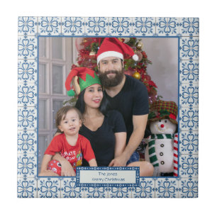 Kerst hulst en bloemblaadjes tegels lijst tegeltje