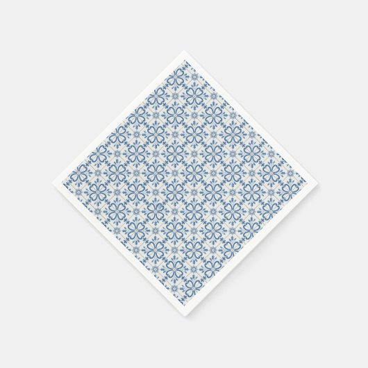 Kerst hulst en bloemen bule tegels patroon servet (Hoek)