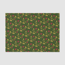 Kerst hulst en rode bessen gouden bladeren groen tissuepapier