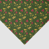 Kerst hulst en rode bessen gouden bladeren groen tissuepapier (Detail)