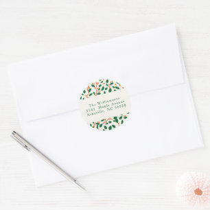 Kerst hulst groen Custom Retouradres Ronde Sticker