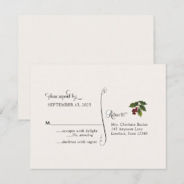 Kerst-Hulst Huwelijks RSVP-ansichtkaart RSVP Kaartje