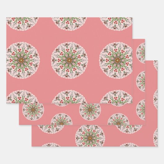 Kerst hulst inpakpapier vel (Set)