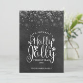 Kerst Hulst Kerstelijke Elegante Script Schrijfbor Feestdagenkaart (Staand voorkant)