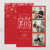 Kerst Hulst Kerstelijke Script 3 Foto Collage Feestdagenkaart (Voorkant / Achterkant)