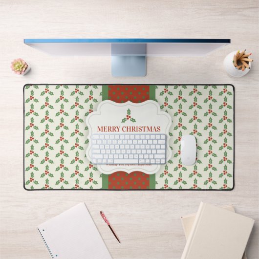 Kerst Hulst Patroon Groen Hulst Rode Bessen Bureaumat (Kantoor 1)