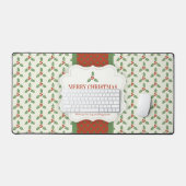 Kerst Hulst Patroon Groen Hulst Rode Bessen Bureaumat (Keyboard & Muis)