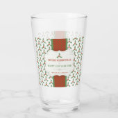 Kerst Hulst Patroon Groen Hulst Rode Bessen Glas (Achterkant)