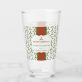 Kerst Hulst Patroon Groen Hulst Rode Bessen Glas (Voorkant)