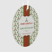 Kerst Hulst Patroon Groen Hulst Rode Bessen Ornament (voorkant)