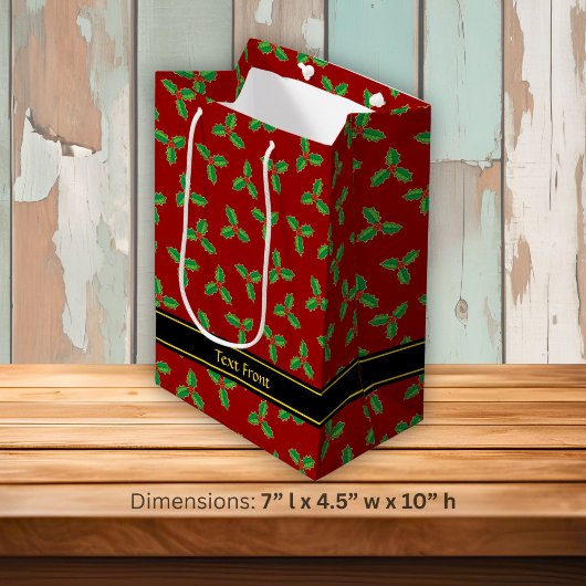 Kerst Hulst Patroon Medium Cadeauzakje