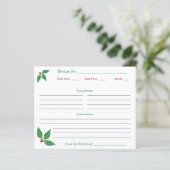 Kerst Hulst Receptkaart (Staand voorkant)