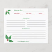 Kerst Hulst Receptkaart (Voorkant)