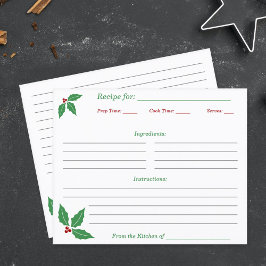 Kerst Hulst Receptkaart