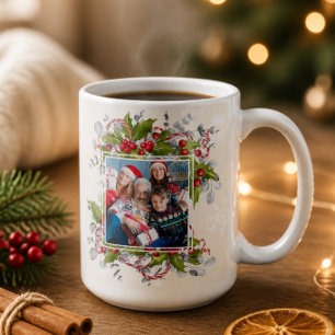 Kerst hulst tak foto mok