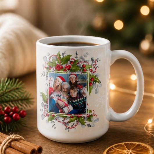 Kerst hulst tak foto mok