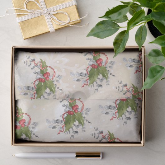 Kerst Hulst Tak Tissue Papier (Geschenk)