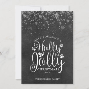 Kerst Hulst Vrolijke Elegante Script Krijtbord Feestdagenkaart