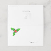 Kerst hulst zitplaats kaart plaatskaartje (Buitenkant ongevouwen)