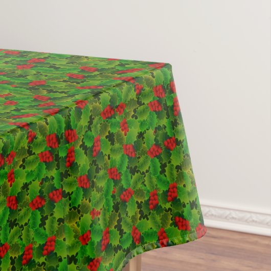 Kerst hulstbes bladeren tafelkleed (Voorbeeld)