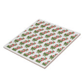 Kerst Hulstbessen & Groene Strik Patroon Tegeltje (Zijkant)