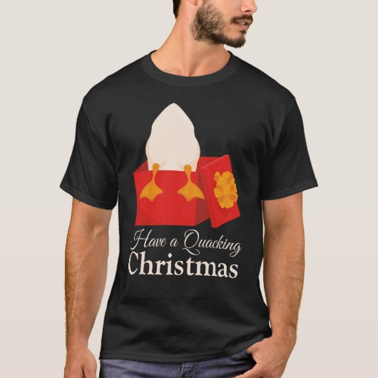 Kerst Humor leuke Duck in rode doos T-shirt (Voorkant)