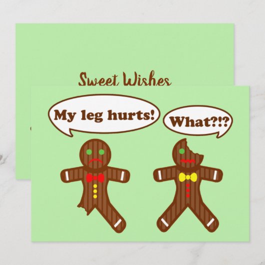 Kerst-Humor voor ontbijt | Groen Feestdagenkaart (Voorkant / Achterkant)