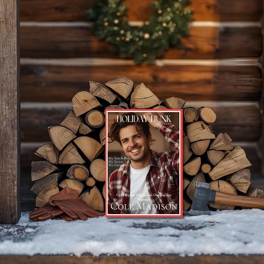 Kerst Hunk Magazine omslag Kerstkaart