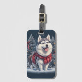 Kerst Husky Hond Magic Xmas Vakantie Geest Bagagelabel (Voorkant (verticaal))