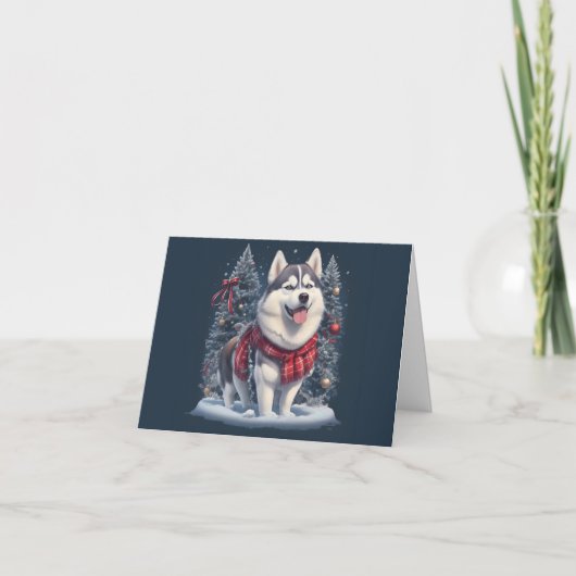 Kerst Husky Hond Magic Xmas Vakantie Geest Bedankkaart (Voorkant)