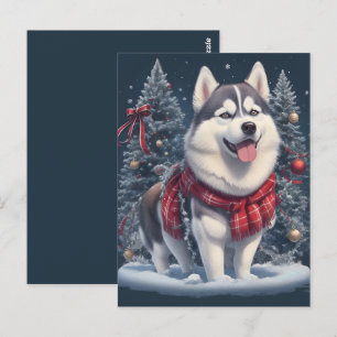 Kerst Husky Hond Magic Xmas Vakantie Geest Briefkaart
