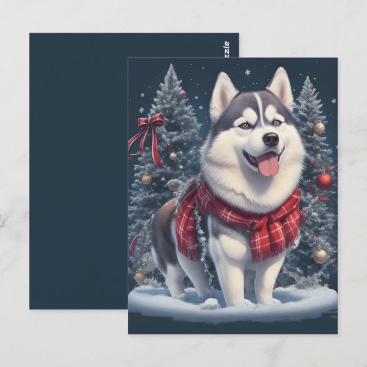 Kerst Husky Hond Magic Xmas Vakantie Geest Briefkaart (Voorkant / Achterkant)