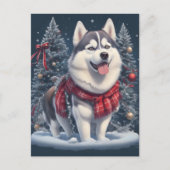 Kerst Husky Hond Magic Xmas Vakantie Geest Briefkaart (Voorkant)