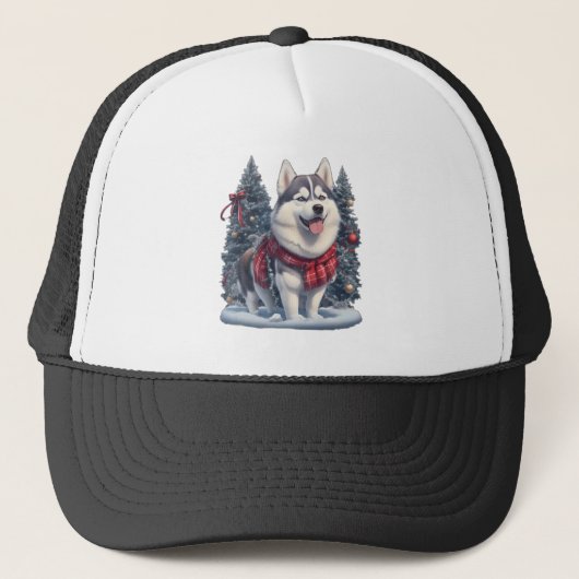Kerst Husky Hond Magic Xmas Vakantie Geest Trucker Pet (Voorkant)