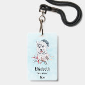 Kerst Husky-hond met een kerstmannenhoed Badge (Voorzijde met lanyard)