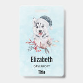 Kerst Husky-hond met een kerstmannenhoed Badge (Achterkant)