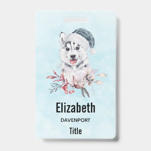 Kerst Husky-hond met een kerstmannenhoed Badge (Voorzijde)