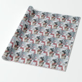 Kerst Husky hond met sneeuwpop Cadeaupapier (Uitgerold)