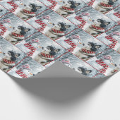 Kerst Husky hond met sneeuwpop Cadeaupapier (Hoek)