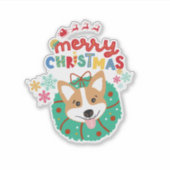 Kerst Husky Hondenliefhebber Custom-Cut Vinyl Stic Sticker (Voorkant)