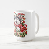Kerst-Husky-mok met versierde poten Koffiemok (Voorkant rechts)