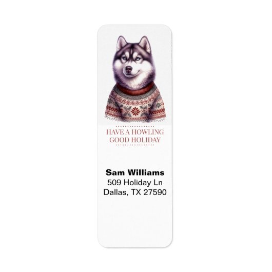 Kerst Husky Op Maat Etiket (Voorkant)