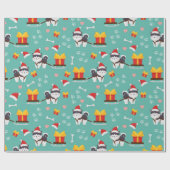 Kerst Husky Patroon Cadeaupapier (Vlak)
