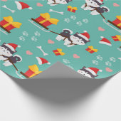 Kerst Husky Patroon Cadeaupapier (Hoek)