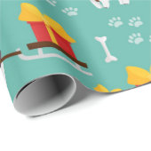 Kerst Husky Patroon Cadeaupapier (Rol Hoek)