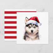 Kerst Husky Puppy Kaart (Voorkant / Achterkant)