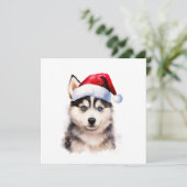 Kerst Husky Puppy Kaart (Staand voorkant)