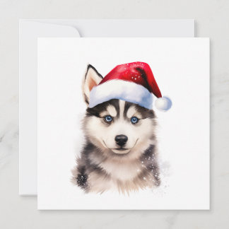 Kerst Husky Puppy Kaart