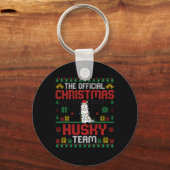 Kerst Husky Team - Husky Dragen Santa Hoed Xma Sleutelhanger (Voorkant)